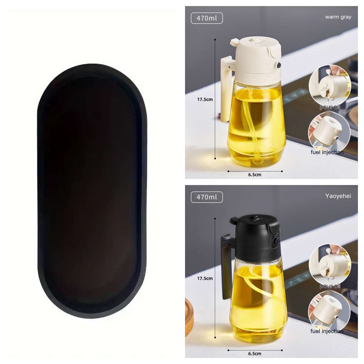 Olive Oil Sprayer Dispenser 470ML glass bottle with adjustable spray function for cooking.