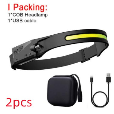 cob led induction headlamp usb rechargeable