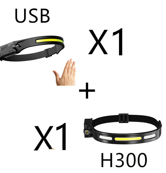 cob led induction headlamp usb rechargeable