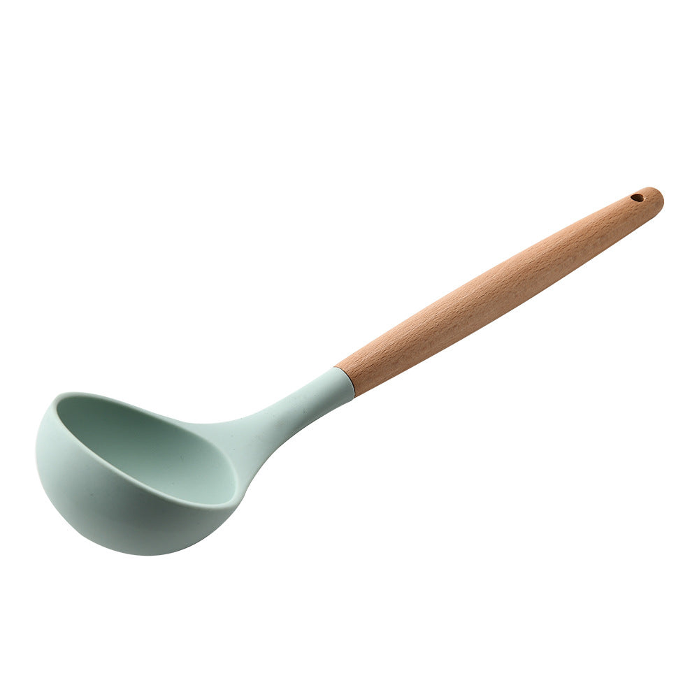 silicone kitchenware set with wooden handle