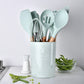 silicone kitchenware set with wooden handle