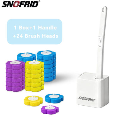 Transform Your Bathroom Cleaning with the Snofrid Disposable Toilet Brush Set - Includes 24 Cleaner Refills and Wall-Mounted Holder!