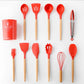 silicone kitchenware set with wooden handle