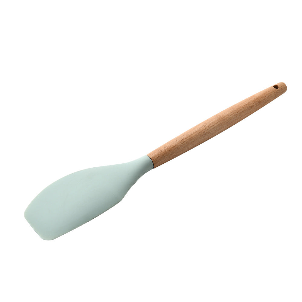 silicone kitchenware set with wooden handle