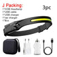cob led induction headlamp usb rechargeable
