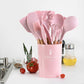 silicone kitchenware set with wooden handle
