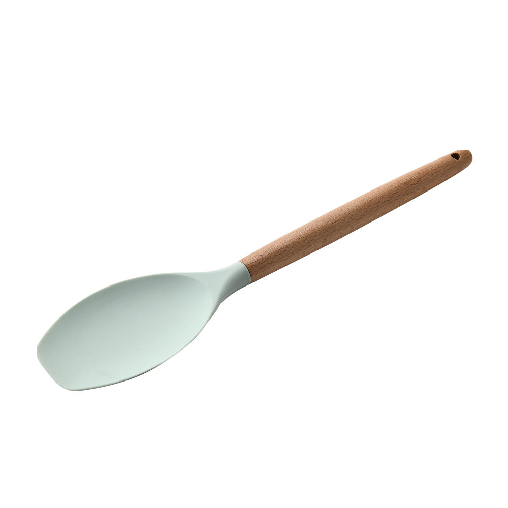 silicone kitchenware set with wooden handle