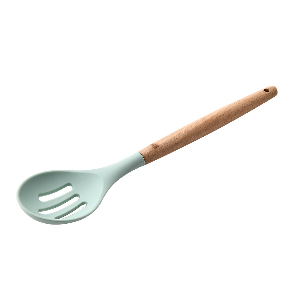 silicone kitchenware set with wooden handle