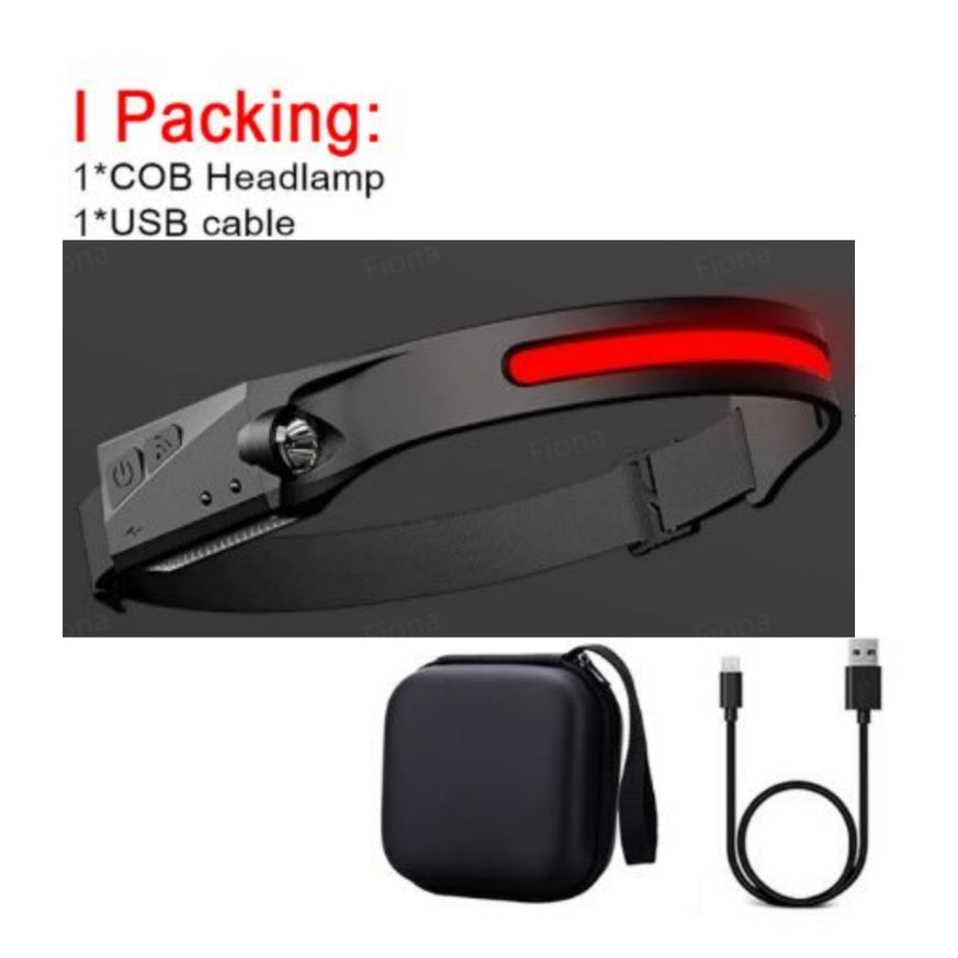 cob led induction headlamp usb rechargeable