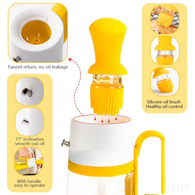 2 in 1 oil dispenser with silicone brush