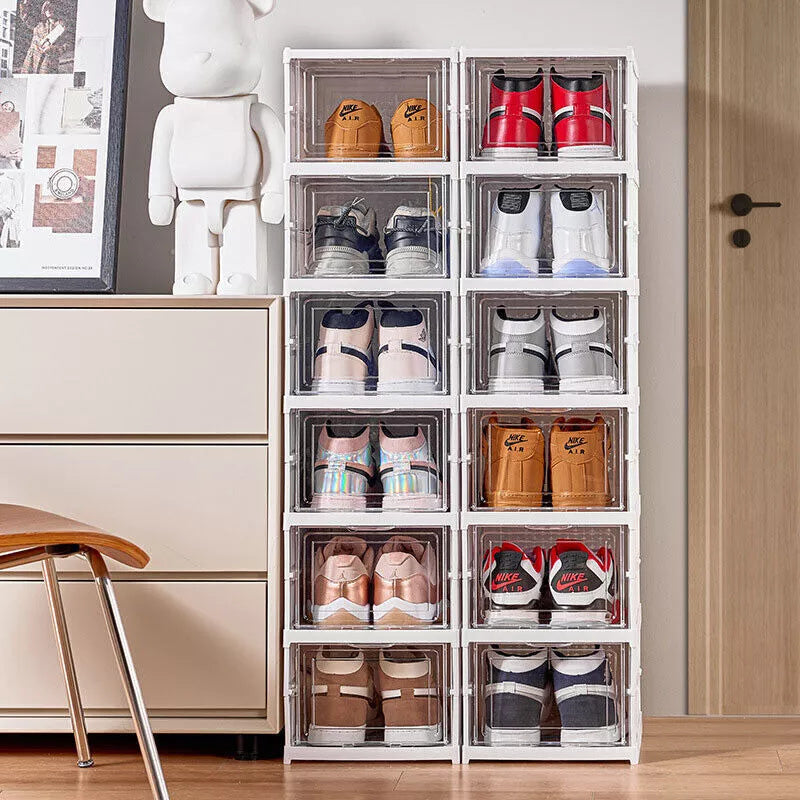 6 tier shoe storage box stackable design