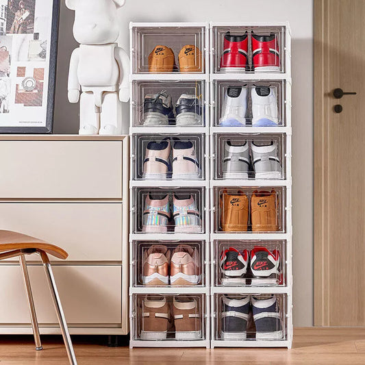 6 tier shoe storage box stackable design