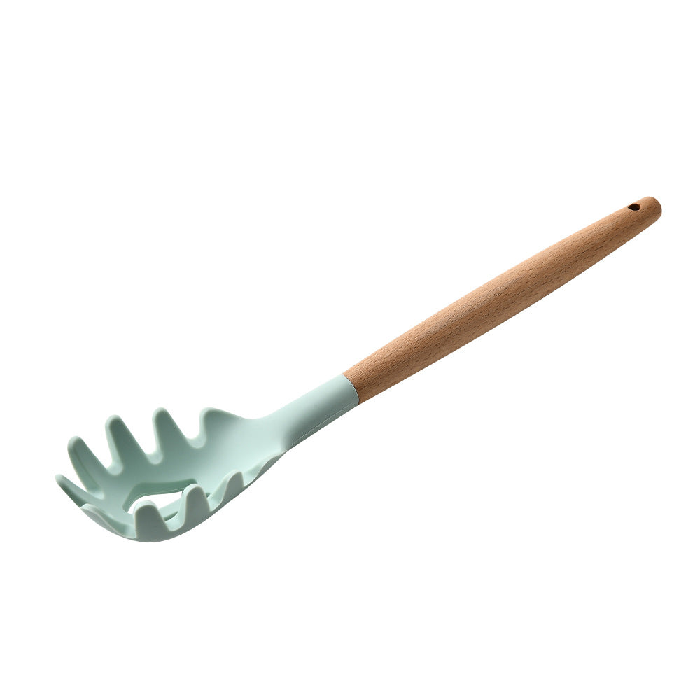 silicone kitchenware set with wooden handle