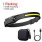 cob led induction headlamp usb rechargeable