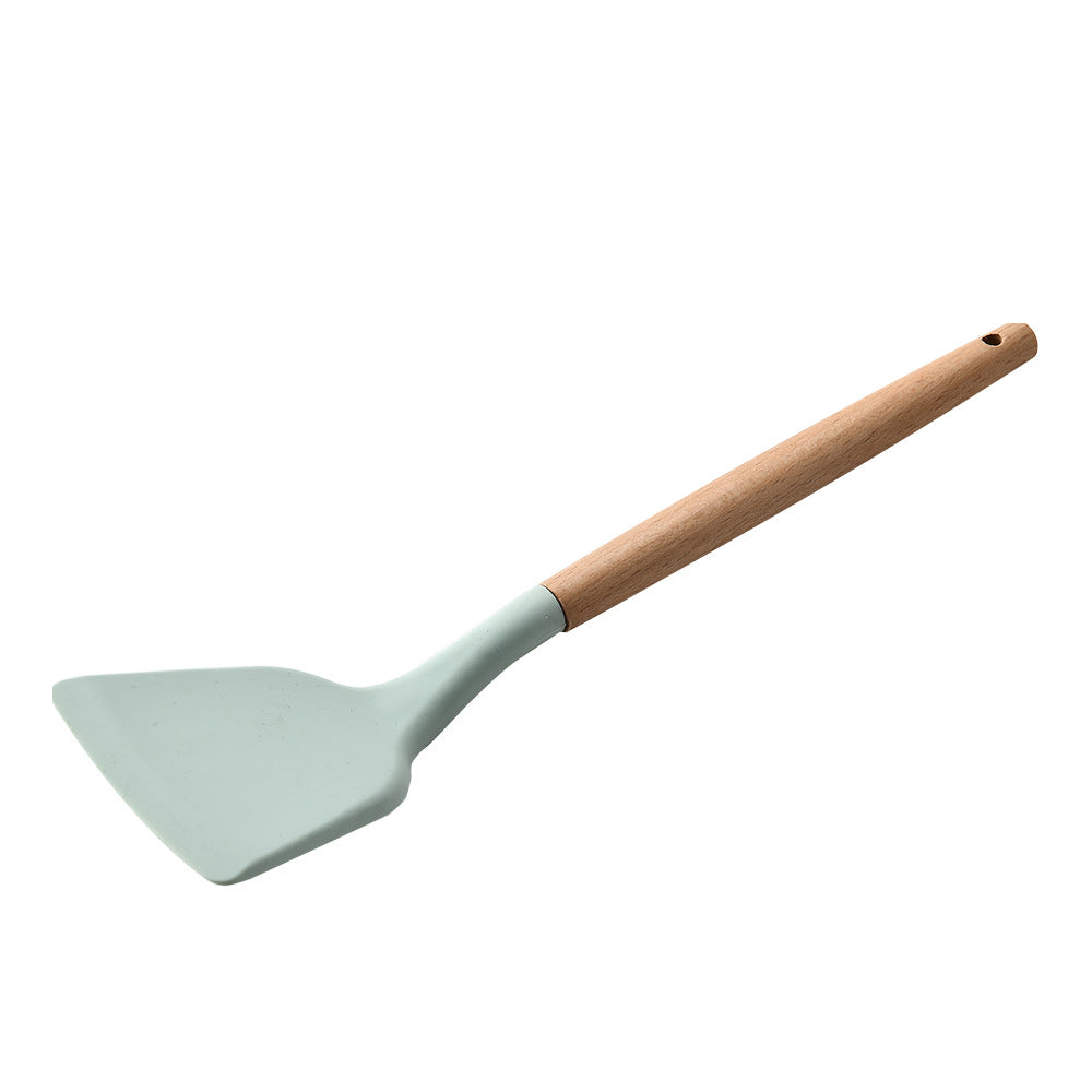 silicone kitchenware set with wooden handle