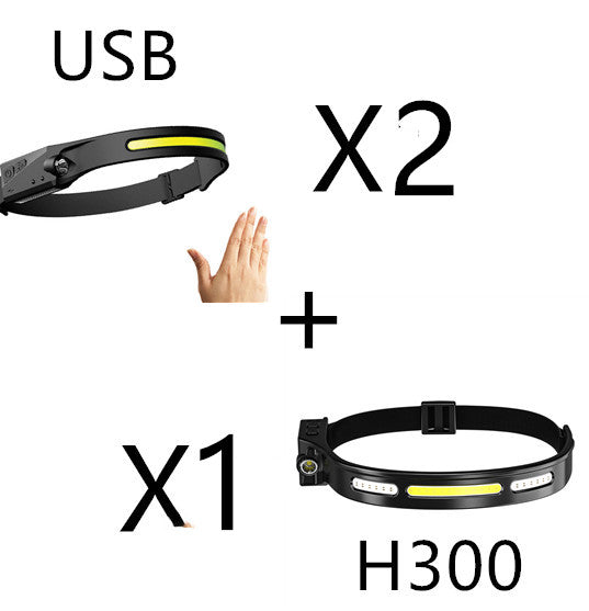 cob led induction headlamp usb rechargeable