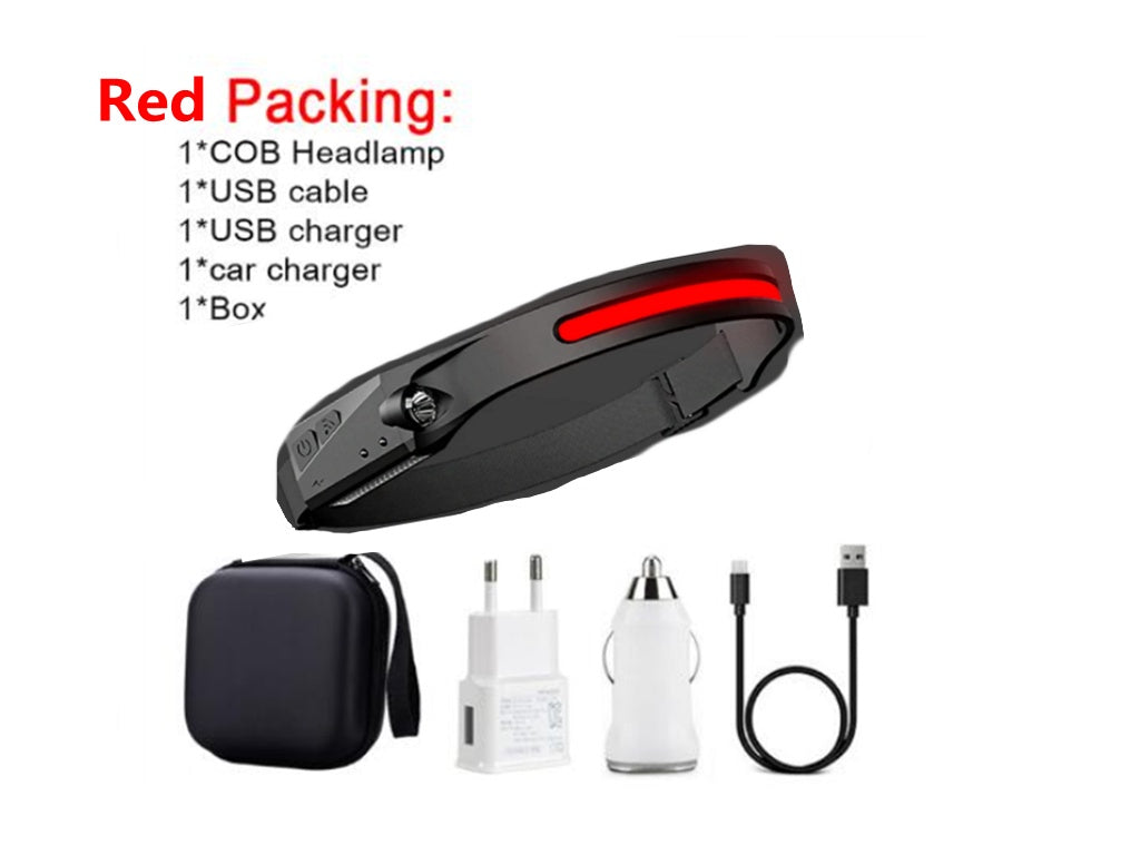 cob led induction headlamp usb rechargeable