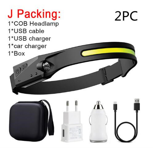 cob led induction headlamp usb rechargeable