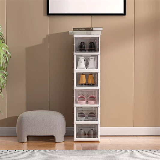 6 tier shoe storage box stackable design