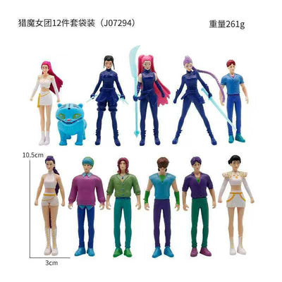 Kpop Demon Hunter 12-Piece Doll Set - Unique Cartoon Models for Stylish Home & Office Decor