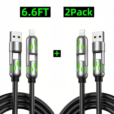 Get 2 for the Price of 1! 6.6FT 4-in-1 USB-C Cable for Fast Charging & Data Sync - Perfect for All Your Devices!