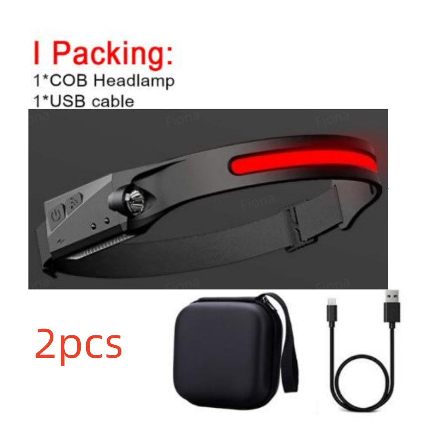 cob led induction headlamp usb rechargeable