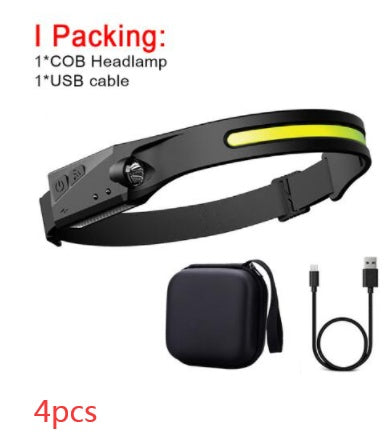 cob led induction headlamp usb rechargeable
