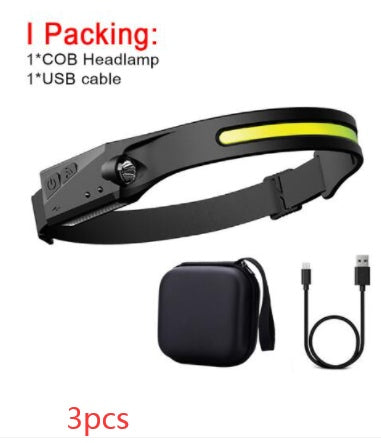 cob led induction headlamp usb rechargeable