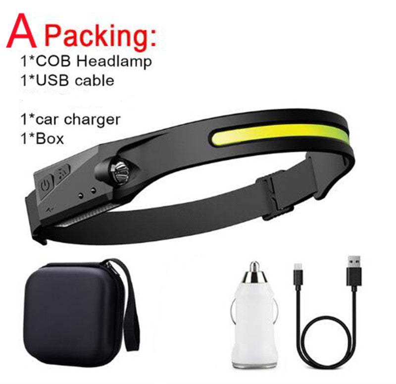 cob led induction headlamp usb rechargeable